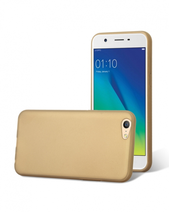 Oppo A57 Back Cover - Silicone Rubber Finish Gold