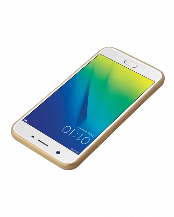 Oppo A57 Back Cover - Silicone Rubber Finish Gold