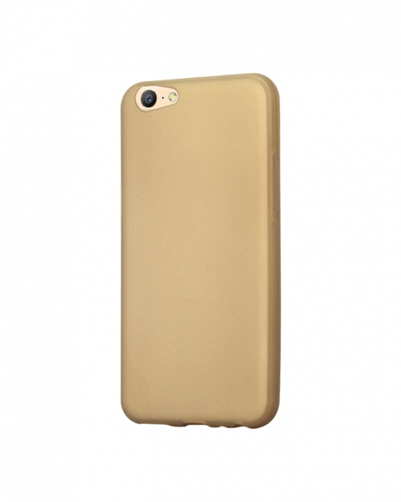 Oppo A57 Back Cover - Silicone Rubber Finish Gold