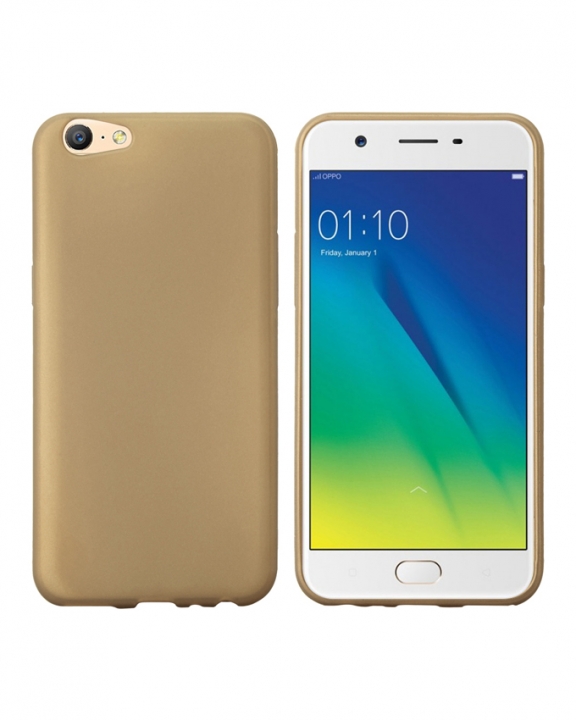 Oppo A57 Back Cover - Silicone Rubber Finish Gold