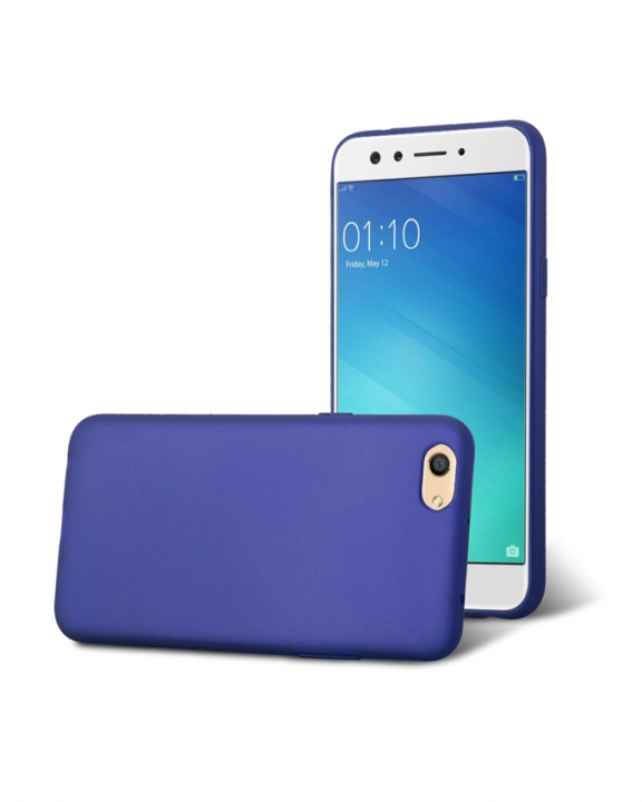 Oppo F3 Back Cover - Silicone Rubber Finish Blue