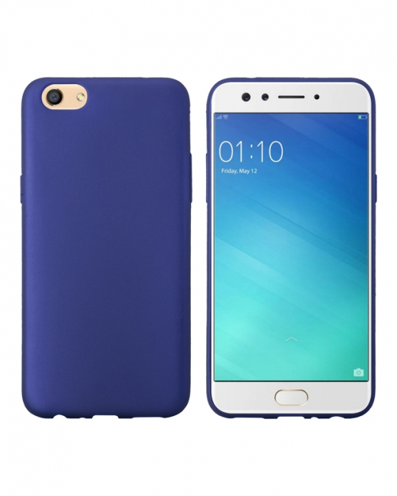 Oppo F3 Back Cover - Silicone Rubber Finish Blue