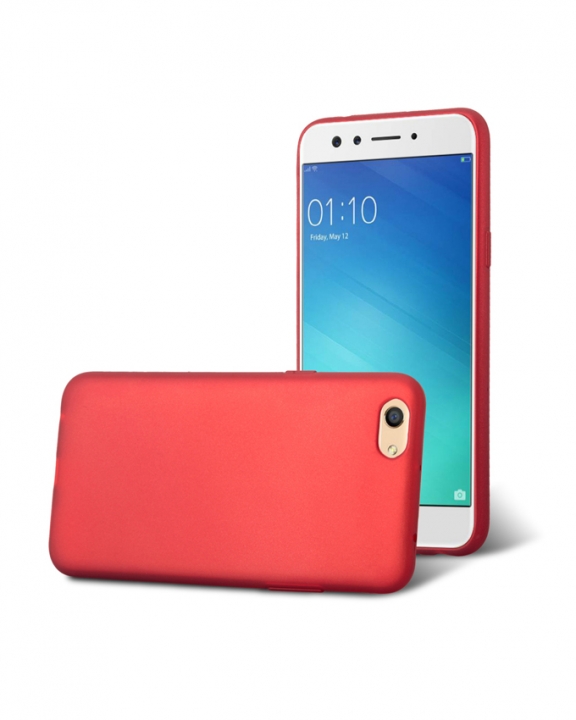 Oppo F3 Back Cover - Silicone Rubber Finish Red