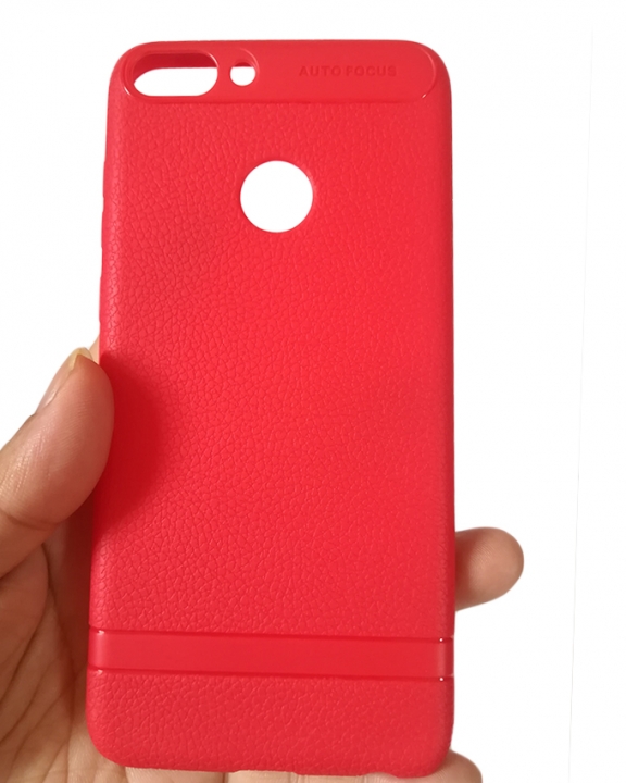 Huawei P-Smart Back Cover - Silicone Rubber Finish Red