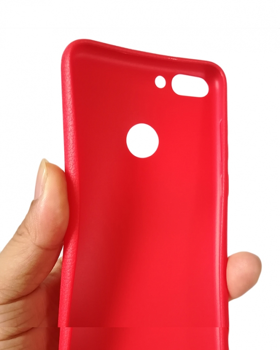Huawei P-Smart Back Cover - Silicone Rubber Finish Red