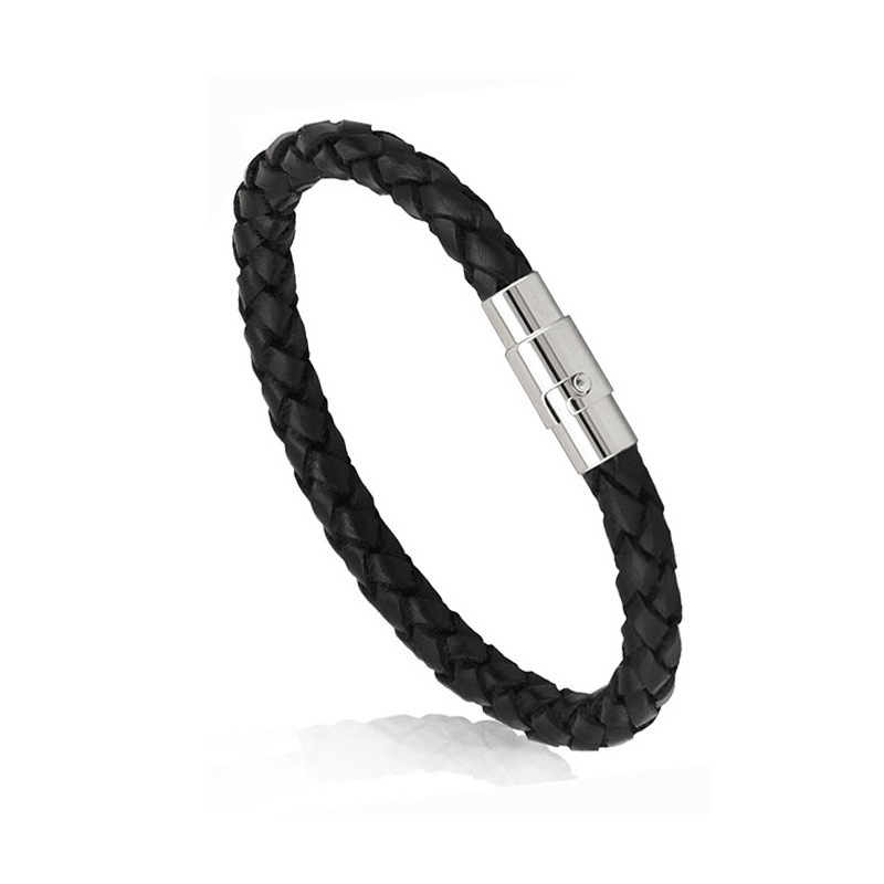 Deep-Que Leather Bracelet - Black