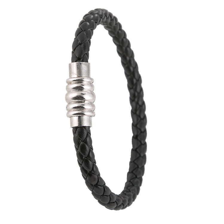 Deep-Que Leather Bracelet - Black