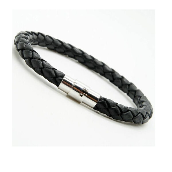 Deep-Que Leather Bracelet - Black