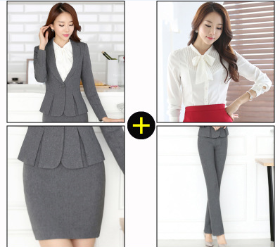 Plus Size Fashion Formal Business Suits For Office Uniform Design Interview Job Outfits Sets Blazers