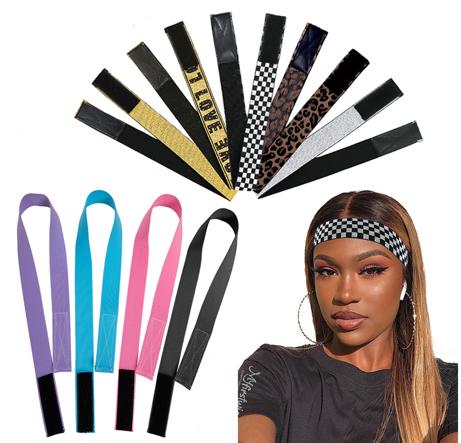 Elastic Headband With MagicTape Adjustable Wig Band For Fixed Lace Wigs To  Lay Edges Grip Band 2.5 3 3.5Cm Wig Accossories