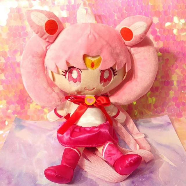 Japan Anime Sailor Moon Chibiusa Plush Backpack Bag Toy Doll Figure Pink 14.6&apos;&apos;