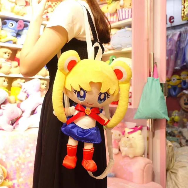 Japan Anime Sailor Moon Chibiusa Plush Backpack Bag Toy Doll Figure Pink 14.6&apos;&apos;