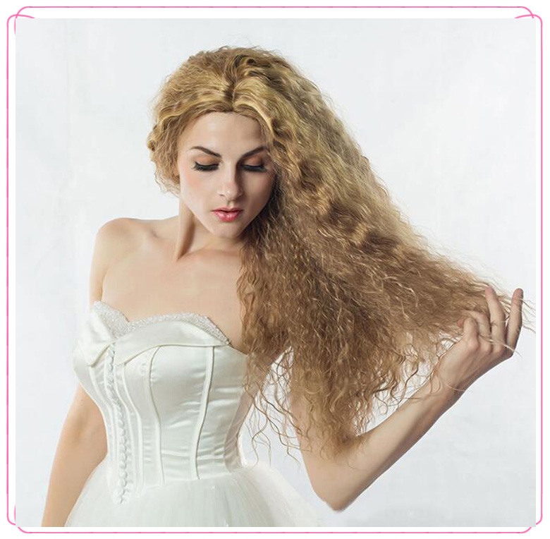 2019 New Black Wigs Golden Cornseed Wigs Long Synthetic Hair