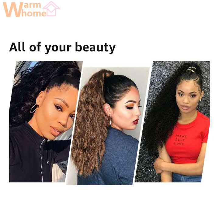 Premium 24inch Ponytail Hair Extension Corn Curly Wave Long Curly Wigs for Black Women Curly Hair Ladies Wig Hairs Girls First Hair
