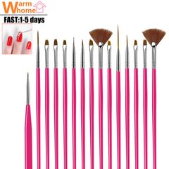 15 pcs/set Nail Pen Set Art Design Brush Nails Supplies for Women Beginners Painting Brush Lines Manicuring Tools Nail & Tools 15 Pcs/set Rose Red