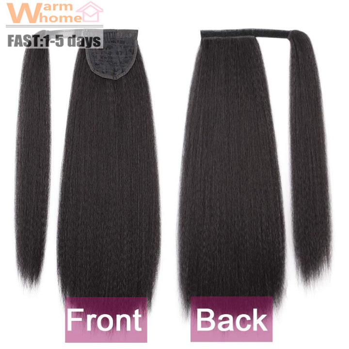 Premium 24inch Yaki Ponytail Hair Extensions Long Wigs Hair Corn Silk Yaki Wigs for Black Women Synthetic Hair Soft Corn Curly Wig Fluffy Girls First Hair Ponytail Extension Black Girl