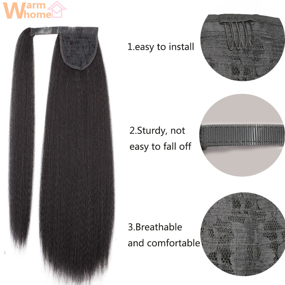 Premium 24inch Yaki Ponytail Hair Extensions Long Wigs Hair Corn Silk Yaki Wigs for Black Women Synthetic Hair Soft Corn Curly Wig Fluffy Girls First Hair Ponytail Extension Black Girl