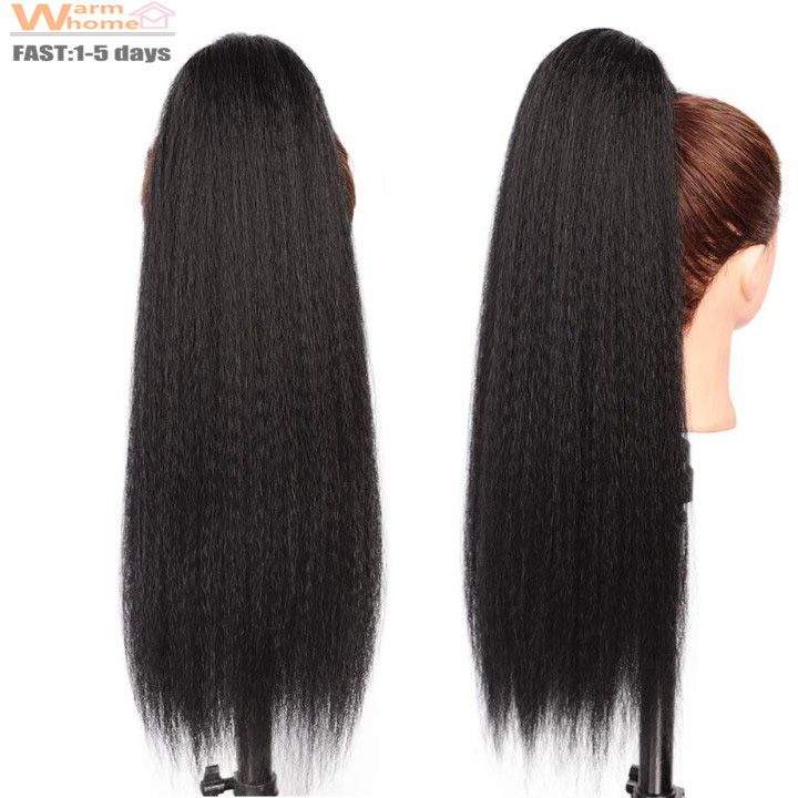 Premium 24inch Yaki Ponytail Hair Extensions Long Wigs Hair Corn Silk Yaki Wigs for Black Women Synthetic Hair Soft Corn Curly Wig Fluffy Girls First Hair Ponytail Extension Black Girl