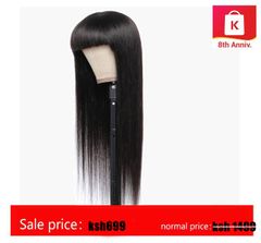 Premium 27inch Bangs Wigs Hair Synthetic Wigs Bangs Hair Ladies Long Wigs Straight Girls First Wigs for Black Women black 65cm