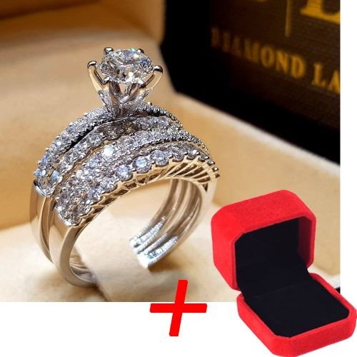 2 Pieces Engagement Ring + Ring Box