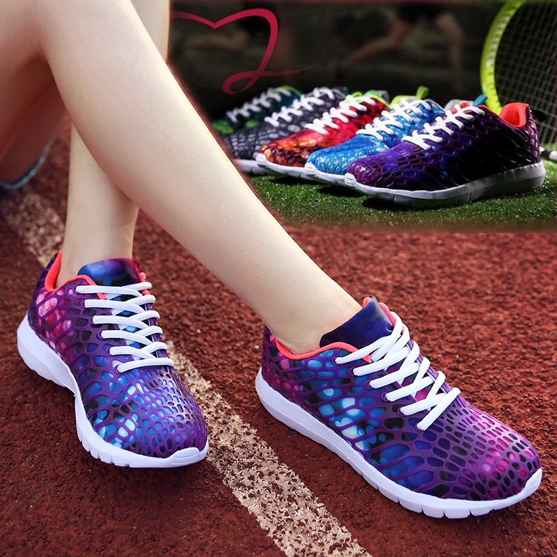 Men's Women's Running Shoes Lace-Up Fashion Mesh Flat Sneakers Casual Shoes