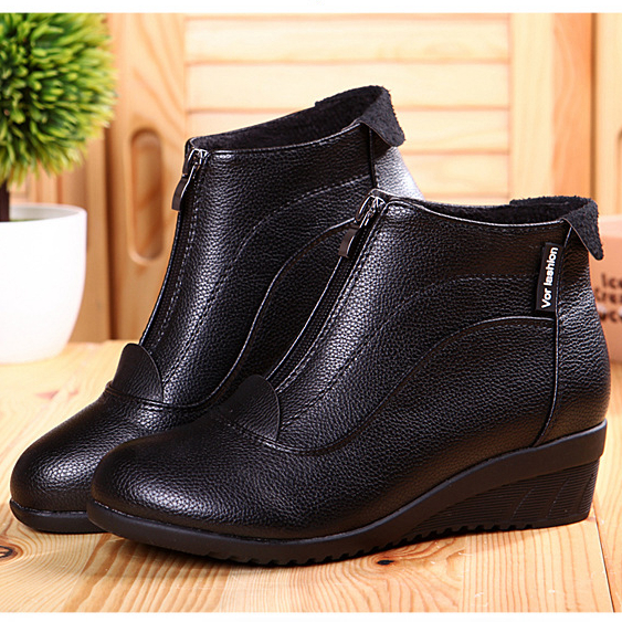 U M 1 Pairs Ankle Boots Women Leather Boots Fashion Flats Casual Boots For Women Round Toe Zip Boots