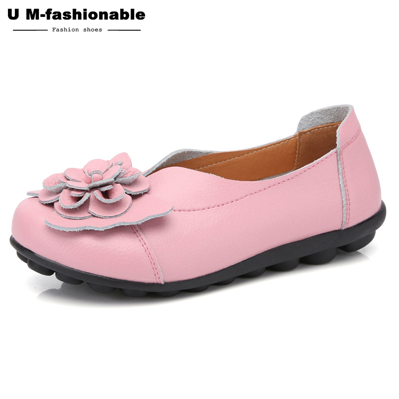 Women Loafers Leather Mother Shoes Slip On Ballet Shoes Female Casual Moccasins