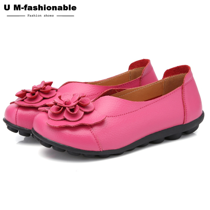Women Loafers Leather Mother Shoes Slip On Ballet Shoes Female Casual Moccasins
