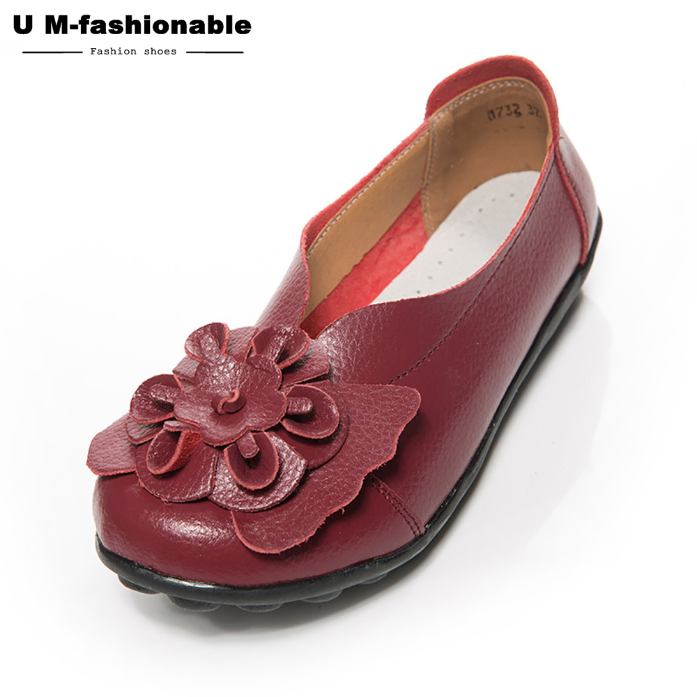 Women Loafers Leather Mother Shoes Slip On Ballet Shoes Female Casual Moccasins