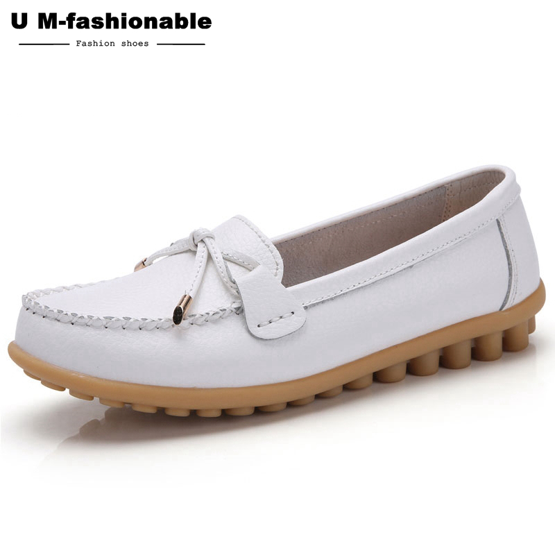 Woman BowKnot Loafers Round Toe Ballerina Flats Slip On Comfortable Moccasins
