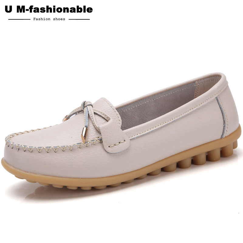 Woman BowKnot Loafers Round Toe Ballerina Flats Slip On Comfortable Moccasins