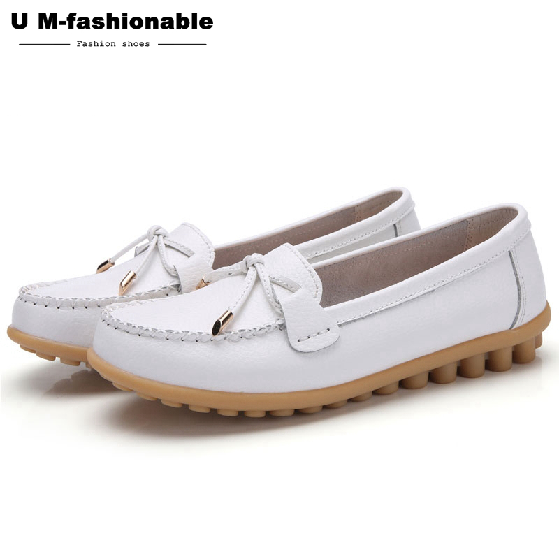 Woman BowKnot Loafers Round Toe Ballerina Flats Slip On Comfortable Moccasins