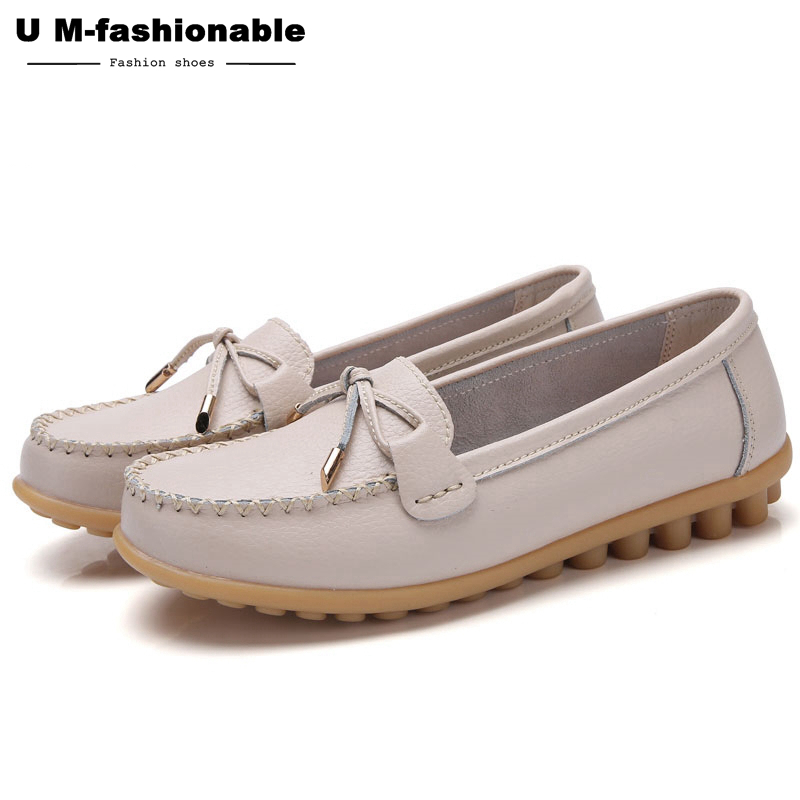 Woman BowKnot Loafers Round Toe Ballerina Flats Slip On Comfortable Moccasins