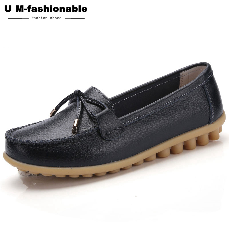 Woman BowKnot Loafers Round Toe Ballerina Flats Slip On Comfortable Moccasins