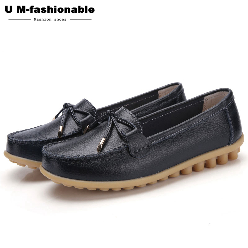 Woman BowKnot Loafers Round Toe Ballerina Flats Slip On Comfortable Moccasins