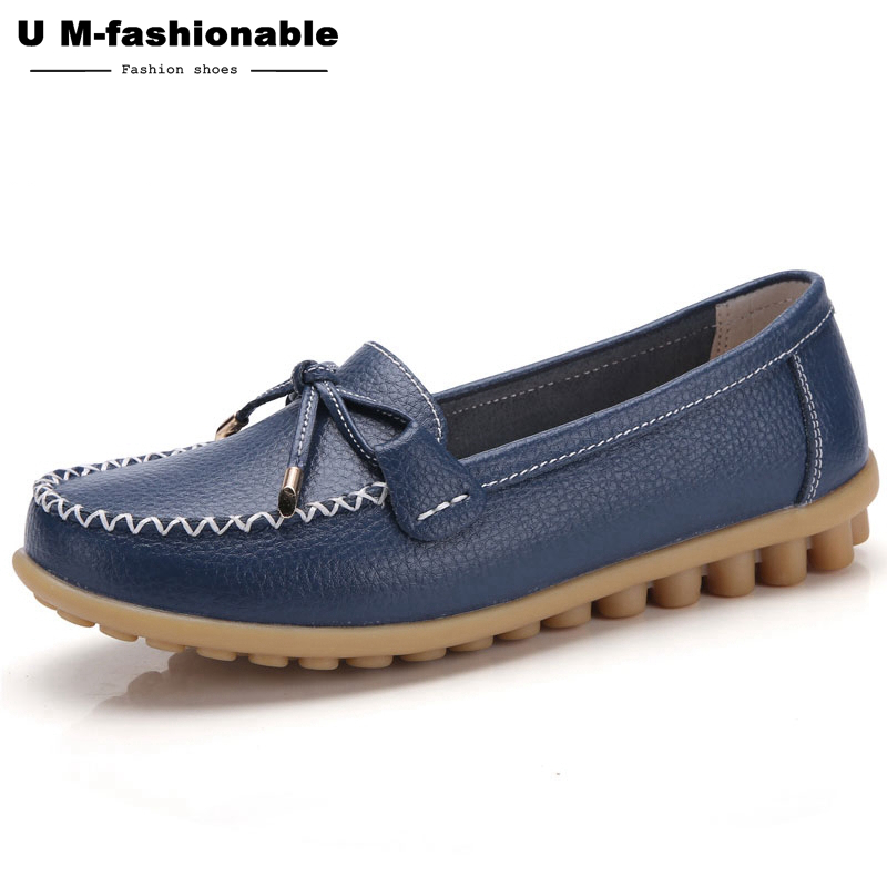 Woman BowKnot Loafers Round Toe Ballerina Flats Slip On Comfortable Moccasins
