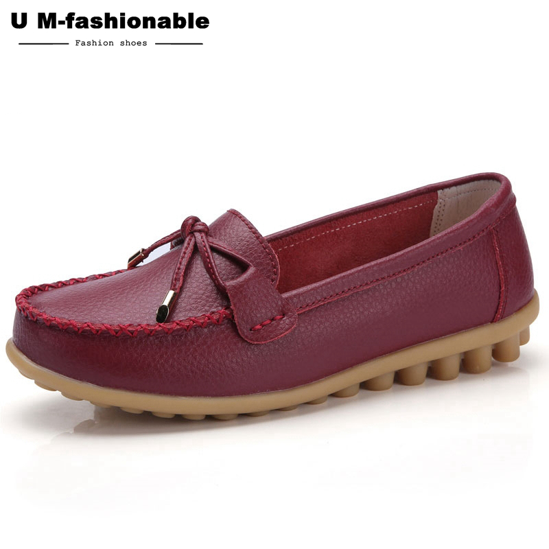 Woman BowKnot Loafers Round Toe Ballerina Flats Slip On Comfortable Moccasins