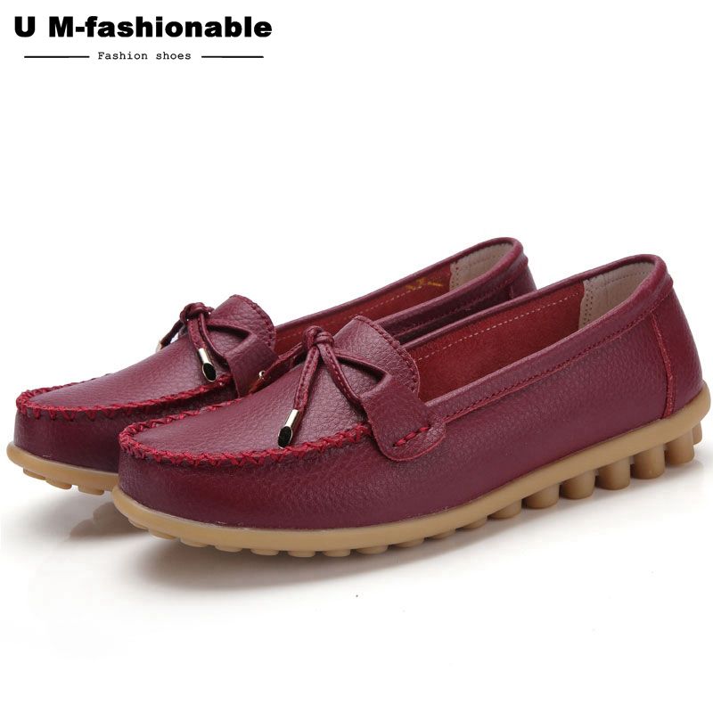 Woman BowKnot Loafers Round Toe Ballerina Flats Slip On Comfortable Moccasins