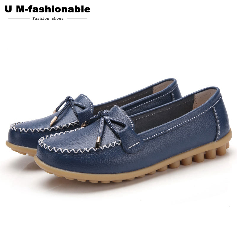 Woman BowKnot Loafers Round Toe Ballerina Flats Slip On Comfortable Moccasins
