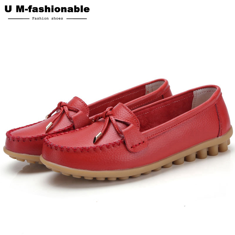 Woman BowKnot Loafers Round Toe Ballerina Flats Slip On Comfortable Moccasins