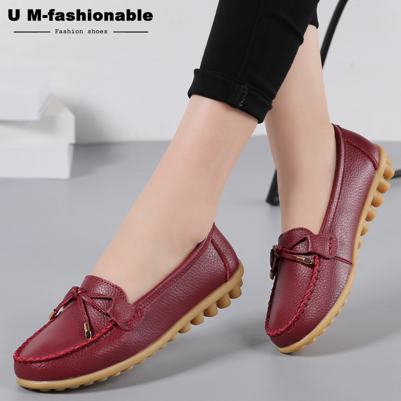 Woman BowKnot Loafers Round Toe Ballerina Flats Slip On Comfortable Moccasins