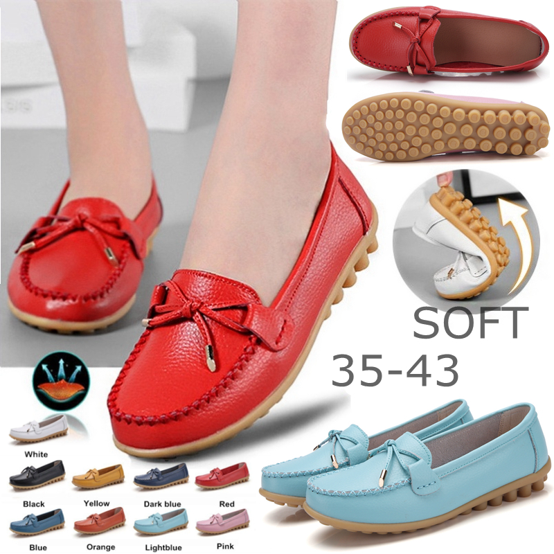 Woman BowKnot Loafers Round Toe Ballerina Flats Slip On Comfortable Moccasins