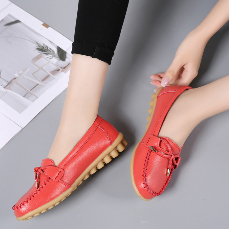 Woman BowKnot Loafers Round Toe Ballerina Flats Slip On Comfortable Moccasins