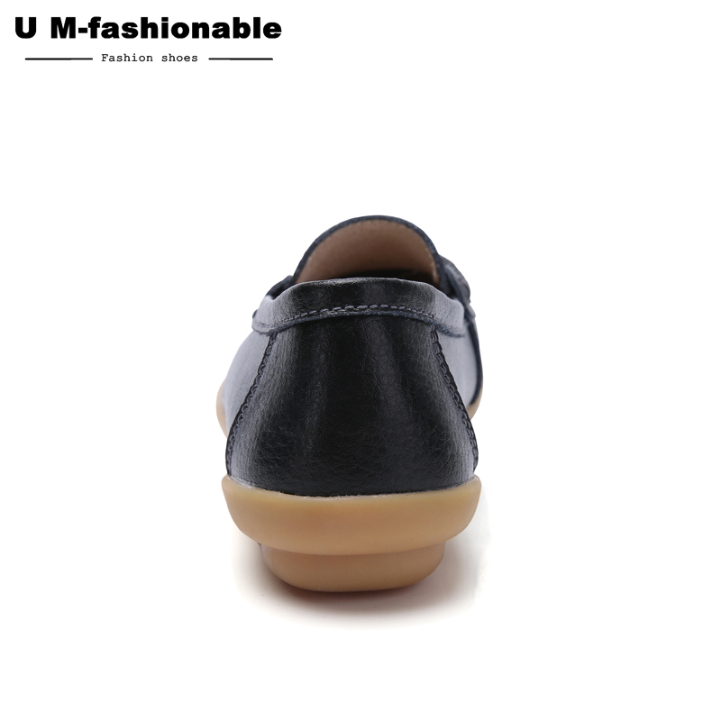 Woman Slip-on Loafers Women High Quality Split Leather Flats Women Plus Size 35-44