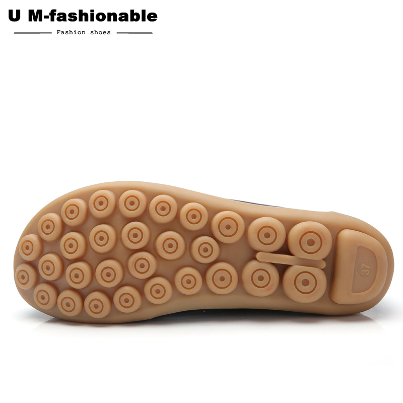 Woman Slip-on Loafers Women High Quality Split Leather Flats Women Plus Size 35-44