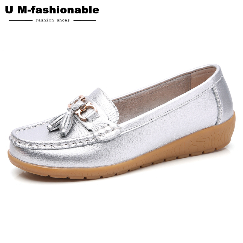 Women Comfy Boat Flats Split Leather Tassel Shoes Woman Slip On Boat Ballet Shoes Female Moccasins