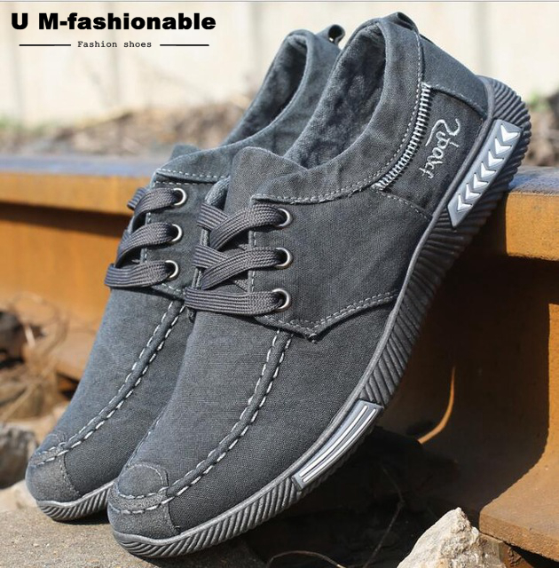 Men Shoes Denim Lace-Up Men Casual Shoes Breathable Male Canvas Footwear