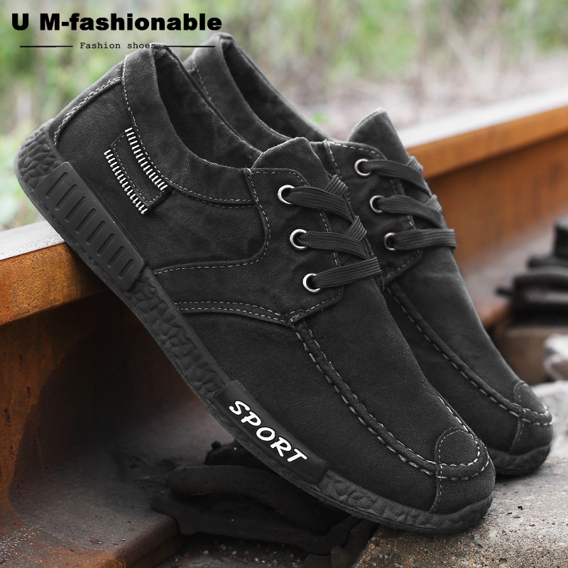 Men Shoes Denim Lace-Up Men Casual Shoes Breathable Male Canvas Footwear