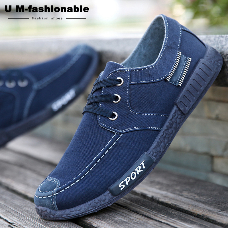 Men Shoes Denim Lace-Up Men Casual Shoes Breathable Male Canvas Footwear