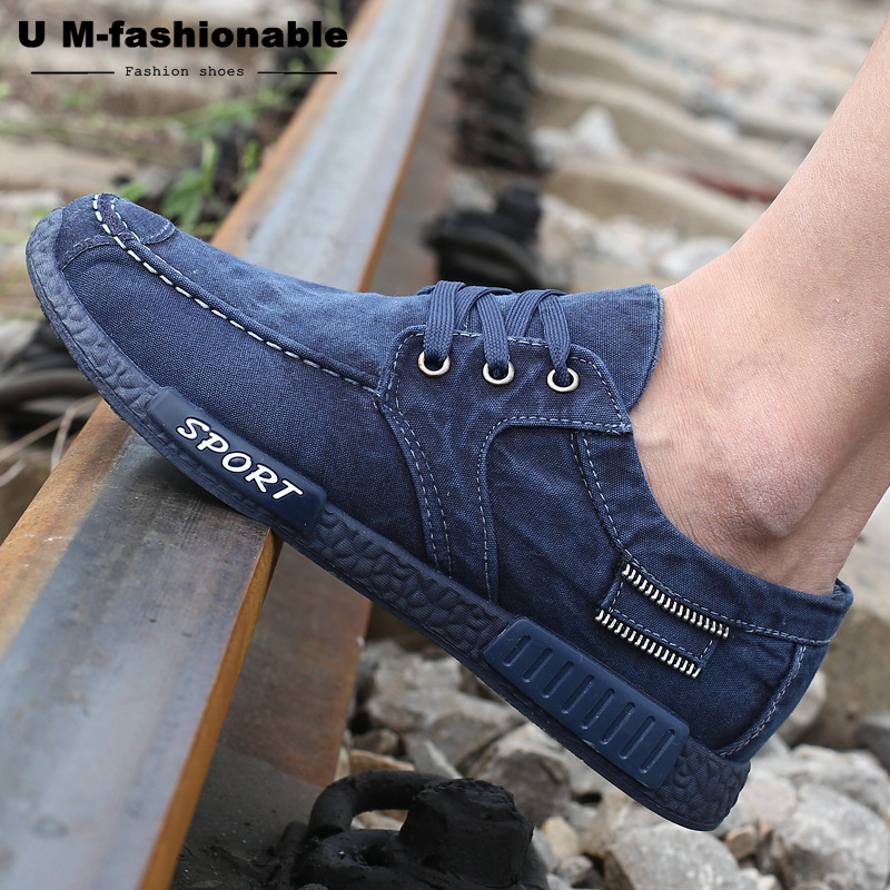 Men Shoes Denim Lace-Up Men Casual Shoes Breathable Male Canvas Footwear